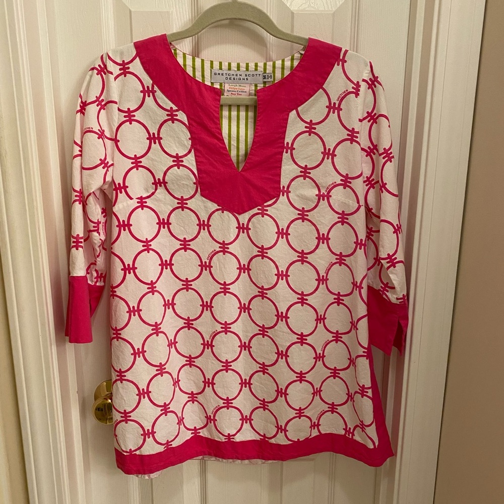 Gretchen Scott Cotton Tunic Top Coverup Coastal Beach Lightweight Breathable